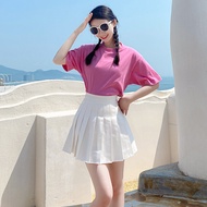 Cotton Candy Color T-Shirt Pleated Skirt Set Womens Dance Performance Outfit Sisters Matching Dancew