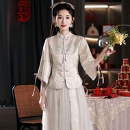 Váy Cưới Phong Cách Trung Hoa Mới Cho Cô Dâu Váy Cưới Cổ Điển Cho Đám Đông Chị Em Váy Cưới Dài Tay T