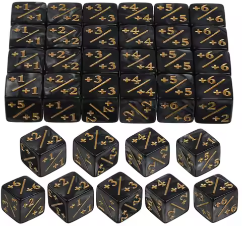 24Pcs 1/+1 Token Dice Counter, 0.63in D6 Plus and Minus Dice Set, Acrylic Board Game Accessory, Comp