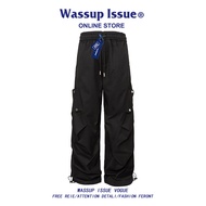 WASSUP ISSUE | กางเกงทำงานหลวมหลายกระเป๋า ขาเข้ารูปแบบสบาย