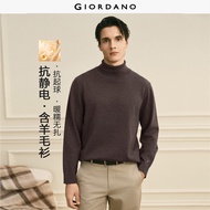 GIORDANO Men Sweaters G+ Embroidery Sweaters Warm Turtleneck Fashionable Casual Regular Fit Sweaters
