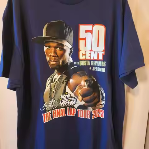 50 Cent The Final Lap Tour T Shirt 2023 Busta Rhymes Hip Hop Rap Size 2X