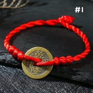 Jewelry Red String Bracelets with Lucky Copper Coins Pendant of Feng Shui Money Magnet Bracelet