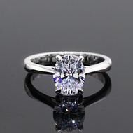 Trendy 7x9mm 2 carat moissanite ring white gold filled jewelry 925 sterling sliver moissanite oval r