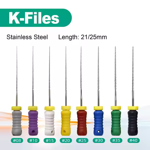 1 Box Dental Stainless Steel K Files Thread Design 21/25mm Root Canal File Dentistry Instrument #15-