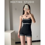X Xu Me Dazzling Zhao Lusi Xu Yan Black Sweet Cool Sling One-Piece Swimsuit Women Slim-fit S