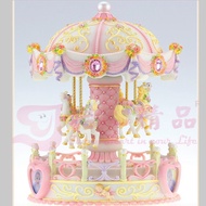 Resin Gift Carousel Four-Lift  Craft Music Box Automatic Can Place Up and Down Colorful Lights Photo