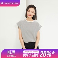 GIORDANO Women T-Shirts 100% Cotton Anti-Gaping Cap Sleeve Tee Crewneck Simple Summer Fashion Casual