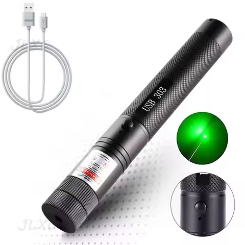 High powerful Green Laser Pointer USB Lazer Teaching Tool Pet Automatic Cat Toys Laser Focus Adjusta