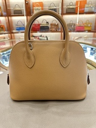 98%新 Hermes Bolide 25 奶茶色 Epsom 銀扣 彩色肩帶手挽側咩袋