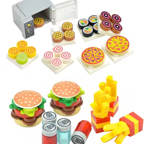 MOC Parts DIY Building Blocks Food Bread Fish Fruit Roast Chicken Toys City Accessories Bricks Compa