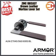 ARMOR Zinc Diecast Brown Leather Mortise Leverset (ALM-Z7040/S60/6085/BL)