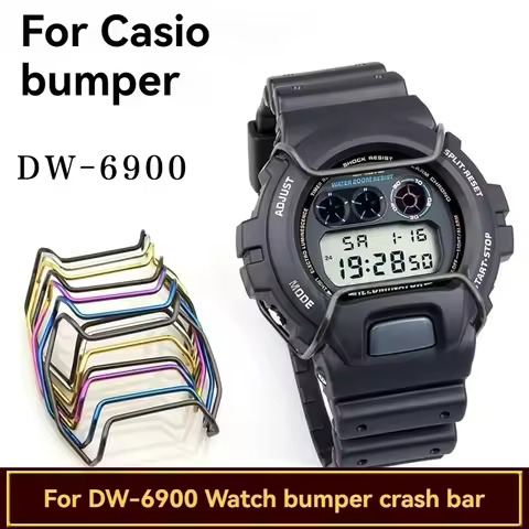 For Casio G-SHOCK DW-6900 DW6900 DW 6900 Watch Bumper Case Stainless Steel Protective Bumper Metal C