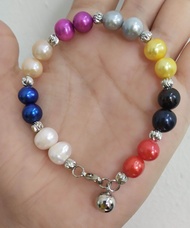 Gelang Mutiara Air Tawar Warna Campur Rangka Silver dari Lombok NTB