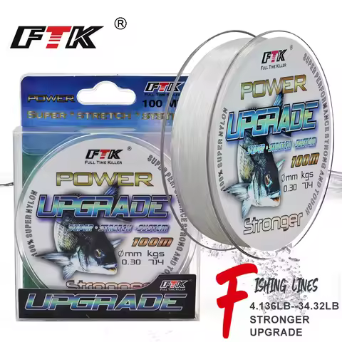 FTK Super Nylon Line Super Fishing Line 100M Performance Strong and Tough 4.136LB-34.32LB Bass Carp 
