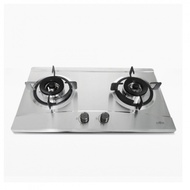 Global House MEX เตาแก๊สแบบฝังหน้าสเตนเลส 2 หัวเตา MX472M สีโครเมี่ยม รับประกันของเเท้