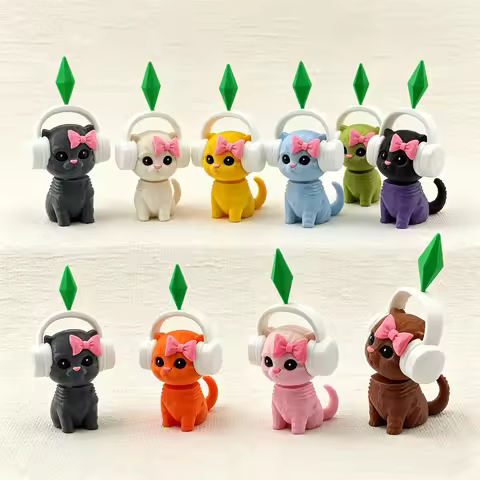 Cute Plumbob Dancing Cat Car Accessory The Sims Inspired Cat Figurine Ornament Creative Dashboard De