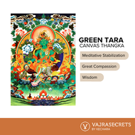 Green Tara Canvas Thangka - A3 Canvas/Poster Canvas