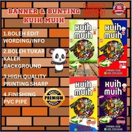 banner bunting niaga kuih muih bomboloni waffle Croffle roti wap Kukus kaya ball pau donut churros b