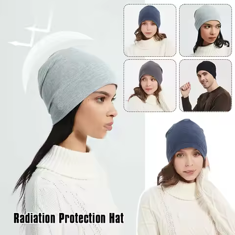 50-60cm Silver Fiber Anti Radiation Hat Mobile Phone EMF Protection Pullover Hat Men Women RF Electr