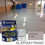 5Litre ( DOVE GREY 0102 ) Paint Epoxy Floor Paint Coating ( FOUR SEASONS ) 5L (Cat Lantai Simen Epoxy)