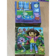 ((Second-Hand) Peppa Pig Peppa Pig 9 Pieces Three-Dimensional Six-Sided Puzzle+Dora Dora 9 Pieces Th