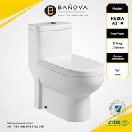 [Limit to 1 Unit Per Order] BANOVA KEZIA One Piece WC Toilet Bowl S-Trap Wash Down Water Closet 10 I