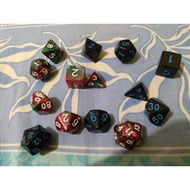 Triangular dice, triangular dice, triangular dice, octagonal dice, octagonal dice, ten square dice, 