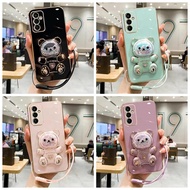 case Huawei P20 P20 Pro P20 Lite P30 P30 Pro P30Lite Straight edge electroplating rainbow sugar bear hanging rope phone case