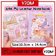 VTOM Notebook A5 Cute PU Leather Cover 128 Color Pages 10.3cm x 14.4cm Diary Book Journal Stationery
