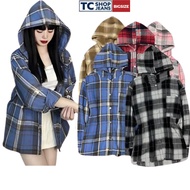 Jacket Evening Shirt with Hat Long Sleeve Checkered Loose Format for Men and Women UNISEX TC SHOP JE