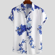เสื้อสงกรานต์2567 เสื้อเชิ้ตลำลองสำหรับผู้ชายเสื้อลายดอกไม้แฟชั่นเสื้อแนวสตรีทไซส์ใหญ่พิเศษเสื้อลำลองสำหรับฤดูร้อน