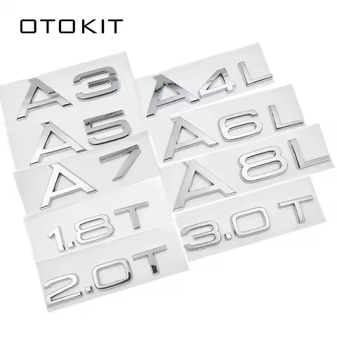1.8T 2.0T 3.0T 3.2 3.6 4.2 A3 A5 A7 A4L A6L A8L Letter Number Chrome Emblem Car Trunk Discharge Capa