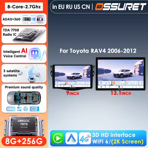 HD 2K Screen for Carplay Radio GPS for Toyota RAV4 RAV 4 2006 - 2012 Car Multimedia Player 7870 Aura