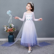 Dress For Kids Girl Frozen 2 Elsa Princess Costume Summer Baby Toddler Clothes Snow Queen Gown Snowflake Costumes Wig Crown Accessories Kid Girls Wedding Dresses