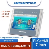 AMSAMOTION 7 นิ้ว HMI PLC All-In-One เครื่องควบคุม AMX-FX3U อีเธอร์เน็ตมอนิเตอร์16DI 16DO 4AI 2AO หน