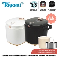 Toyomi 0.8L SmartDiet Micro-Com. Rice Cooker RC 2080LC - Black / White