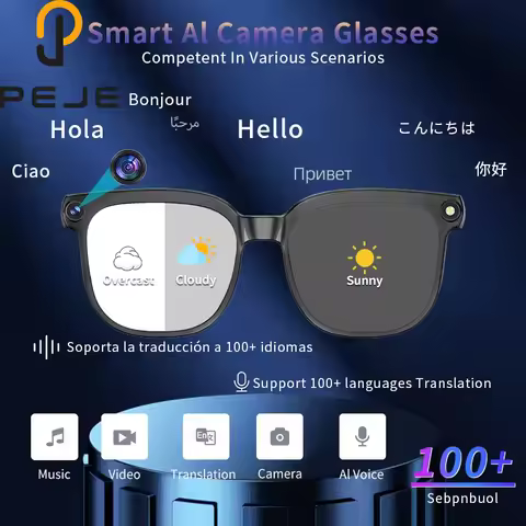 PEJE AI Smart Glasses with Camera, 1080P HD Video Recording Glasses, AI Assistant (ChatGPT/Doubao), 
