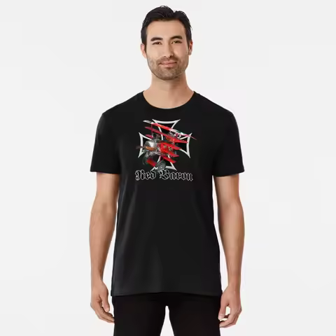 Manfred Von Richthofen, The Red Baron and His Fokker Dr.1 on Maltese Cross. New 100% Cotton Short Sl