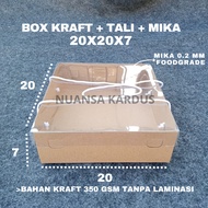 Box Kraft Mica Tali 20x20x7 cm For Cake Box Cake Bread Tart Box Packaging Hampers Dus Kraft Tali+Lid Mica
