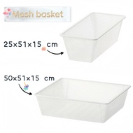 💕JONAXEL Mesh basket, white, 25x51x15 cm/50x51x15 cm. Bakul jaring, putih, 25x51x15 cm / 50x51x15 cm