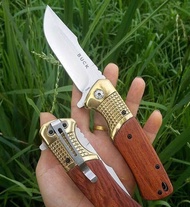 Buck wood มีด มีดกลางแจ้ง มีดแค้มป์ขนาดเล็ก พร้อมซอง มีดพกพา มีดเดินป่า มีดใบตาย มีดล่าสัตว์ ด้ามไม้