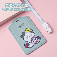 Pu Leather ID Credit Bank Card Holder Students Bus Card Case Lanyard Male Visit Door Identity Badge Card Cover Pop