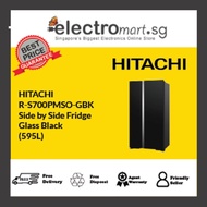 HITACHI R-S700PMSO-GBK  Side by Side Fridge Glass Black (595L)