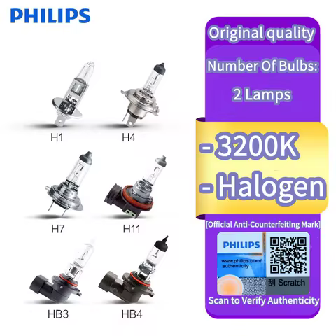 Philips Original H1 H4 H3 H7 H11 HB3 H8 Standard Headlight 12V 55W 3200K Brightening Hi/lo Beam Fog 