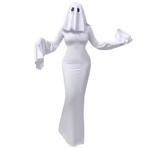 Ghost Girl Cos Costume Halloween Cute Ghost Cosplay Costume Dress White Adult Halloween Costumes