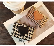 Dompet LOVE koin dompet kartu motif Houndstooth