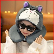ns4 Lucifer Cat Travel U-shaped Pillow Cartoon Office Nap Car Home Cute Hooded U-shaped Pillows Gift