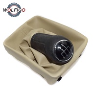 WOLFIGO 5-Speed Gear Shift Knob Gaitor Boot Beige For VW Volkswagen Polo 9N 9N3 2002 2003 2004 2005 