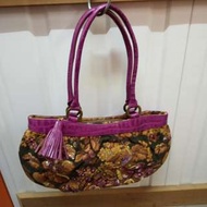95% New Think Bee Shoulder Bag 日本品牌 紫色織錦 側孭手袋